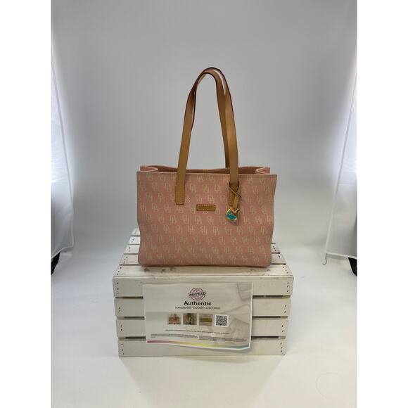 DOONEY & BOURKE LIGHT PINK SIGNATURE PRINT CANVAS  SHOULDER BAG - Picture 1 of 16